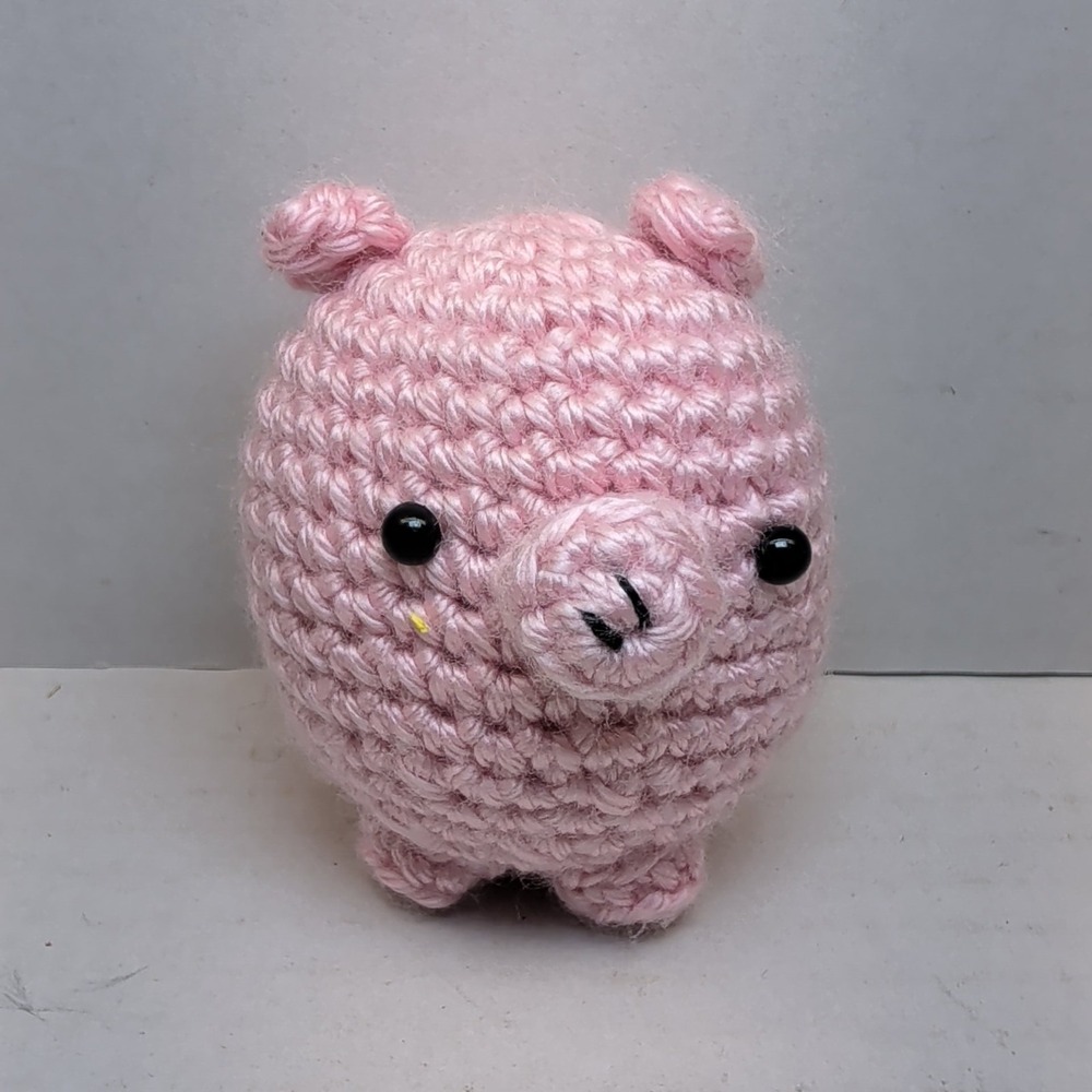 Handmade Pink Pig Crochet Amigurumi Plush Stuffed Animal 3"